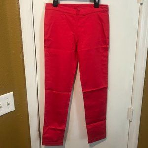 Ki6? Pretty youth ladies size 12a 12y tomato red fitted cuffed ankle pants 26x26